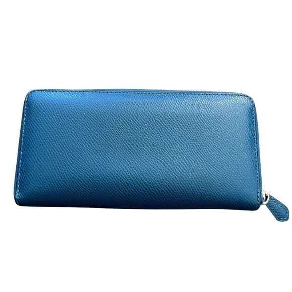 Coach Blue zip around leather Wallet with Signature Logo - Picture 2 of 5